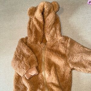 Cozy Teddy Bear Hooded Zip-Up Onesie - Brown
